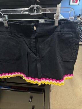 crown & ivy Black Shorts with Pink and Yellow Scalloped Trim